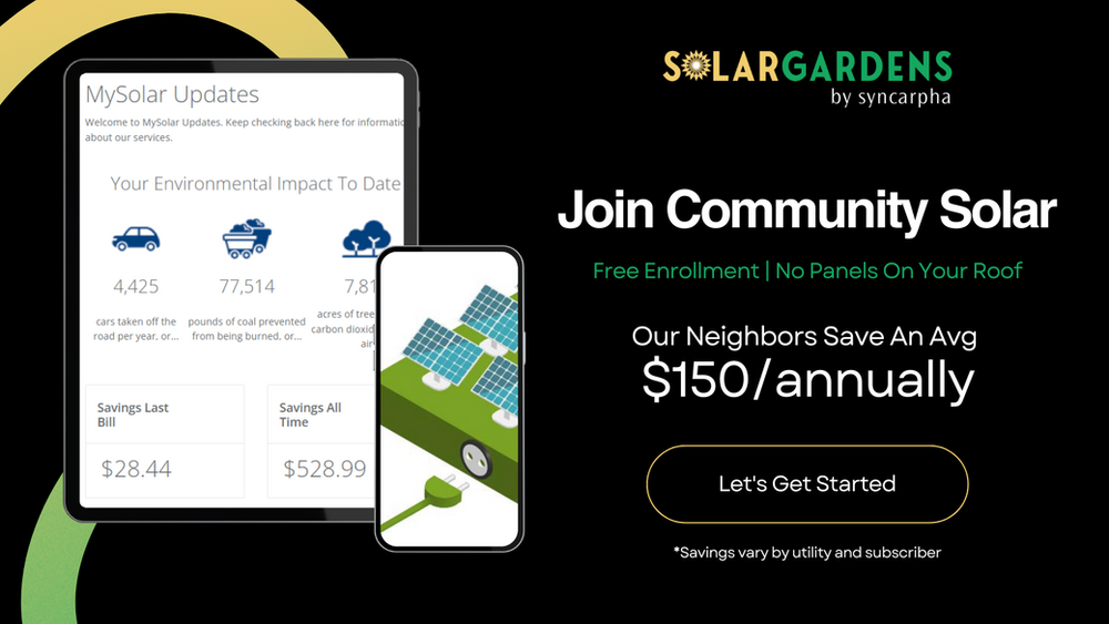 Join community Solar with Solar Gardens Banner