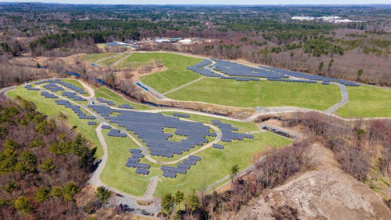 Aerial photo of Tewksbury solar array after construction