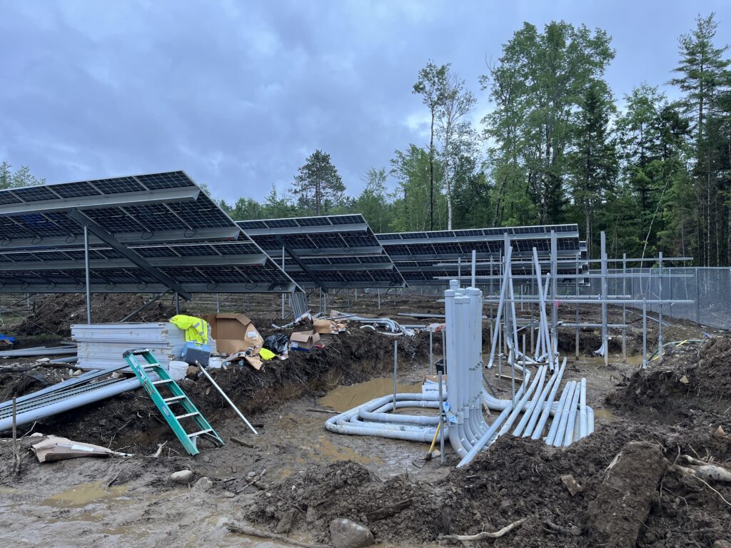 Belfast Maine Community Solar Project under construction with Syncarpha